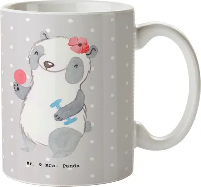 Produktbild von Mr. & Mrs. Panda Tasse Ergotherapeutin Herz - Grau Pastell - Geschenk, Fitnessstudio, Bürotasse, Becher, Workout, Trinkbecher, Kaffeetasse, Gymnastik, Sport, Fitness