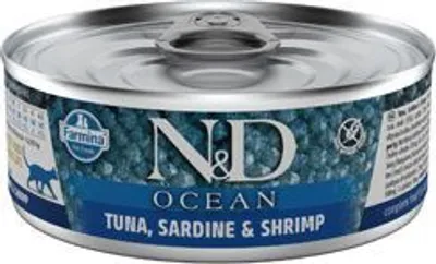 Productafbeelding van N&D KAT OCEAN Volwassen kattenvoer, tonijn, sardine en garnalen, 70g