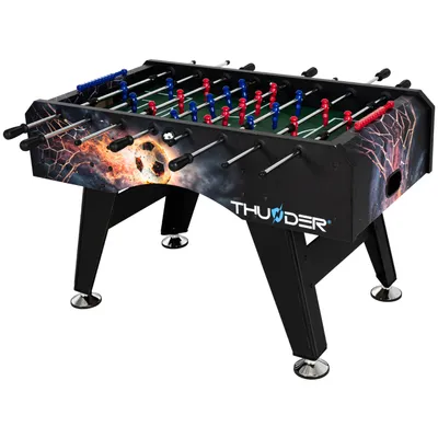 Produktbild von THUNDER® | FIREBALL – 5FT | Profi Tischkicker | MDF-Holz | 140 x 74 x 88 cm | Mit Zubehör | Rutschfeste Griffe | Für Zuhause & Freizeit