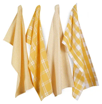 Küchentücher 4er-Set, 100% Baumwolle, 43x61 cm, gelb