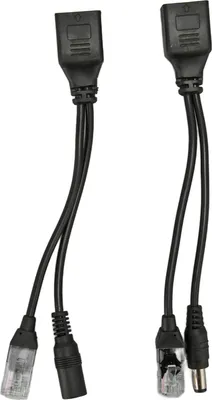 Obrázok produktu pre 12 V rozdeľovací adaptér POE, stabilný, jednoduchá inštalácia, plug-and-play, vodotesný, samec, samica, pre IP kameru, čierny