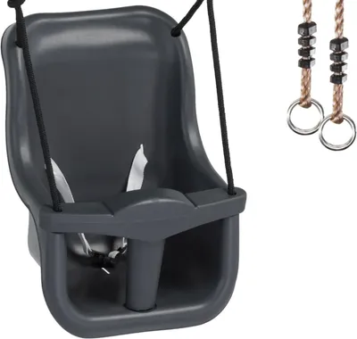 Produktbild von TRIBECCO® Kinderschaukel Schaukel Spielplatz Kunststoffschaukel für Babys Schaukel für Babys und Kleinkinder (Anthrazit)