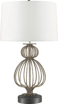 Immagine prodotto di Lampada da tavolo con paralume Lafitte bianco-argento 1xE27x100W in metallo, dimensioni: 72,4x41x22 cm, IP20, Gilded Nola