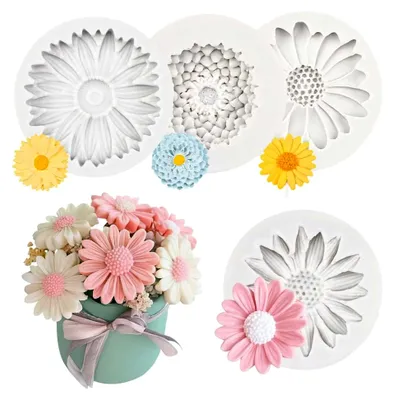 Produktbild von 4 Silikonformen für Blumen, 3D Kerzen Silikonformen, Kerzen Gießformen, DIY Kerzen und Seife Herstellung
