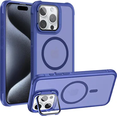 Image de Étui de protection pour iPhone 15 Pro Étui compatible avec MagSafe appareil photo pliable protection en verre béquille