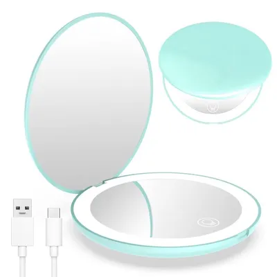 Produktbild von LED-Kompaktspiegel Mit 10-facher Vergrößerung, Wiederaufladbar, Dimmbar, Cyan