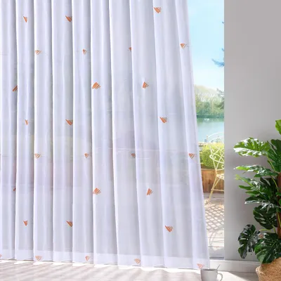Produktbild von heimtexland ® Gardinen Store Voile Smokband Vorhang transparent Bleiband Fertiggardine Typ872 Terra HxB 245x625 cm