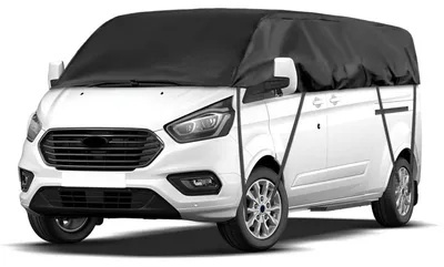 Productafbeelding van Waterdichte autoverpakking voor Ford Transit Custom, modeljaren 2012-2024, halfgarage, UV-bestendig, zwart