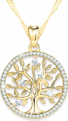 Produktbild von Goldkette mit Zirkonia, Baum und Sandelholz, SILBER 925