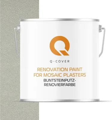 Produktbild von Q-COVER BUNTSTEINPUTZ-RENOVIERFARBE Grauweiß RAL 9002 5L – UV- & Witterungsschutz, wasserabweisend, für Innen & Außen