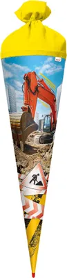 Produktbild von Roth Schultüte Achtung Bagger Folie rund Filzverschluss 70cm 677482