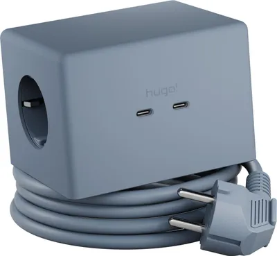 Produktbild von Brennenstuhl hugo! ONE 2nd Gen. Steckdosenwürfel mit USB C 20W PD, Wireless Charger (Steckdosenleiste USB C, Touch-Schalter, induktive Ladestation mit 2m Kabel) ice blue