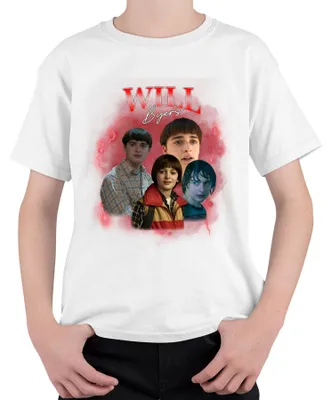 Obrázok produktu pre WILL Byers Stranger Fan Gift Retro Vintage Series 90. rokov Bootleg Uni detské tričko, biele, 140
