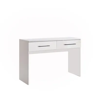 Produktbild von Schminktisch Family – Weiß Hochglanz – 2 Schubladen – 120×40×80 cm – Modernes Kosmetiktisch-Möbel