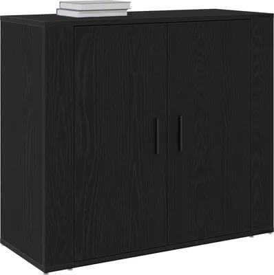 Produktbild von Möbel Sideboard Schwarz Eiche 80x33x70 cm Holzwerkstoff - Anrichte Kommoden Neu59185
