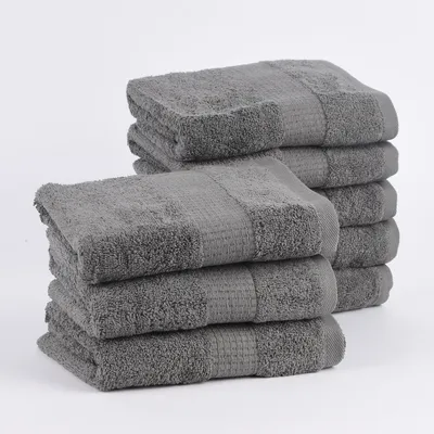 Produktbild von 8er Set Handtücher 50x100cm Qualitätsfrottee 100% Baumwolle 500g/qm einfarbig Farbe grau