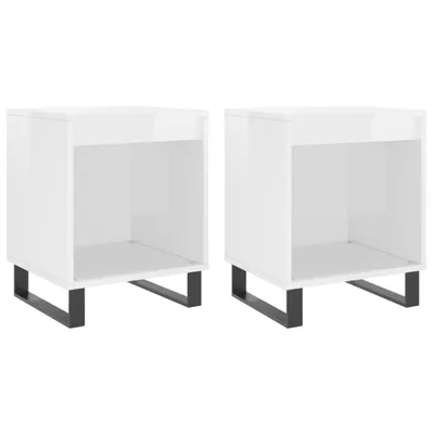 Produktbild von Eleganten-Stil Nachttisch, 2er Set, Beistelltisch,Modernes Design, Hochglanz-Weiß 40x35x50 cm Holzwerkstoff - Nachttische & -schränke - Möbel26