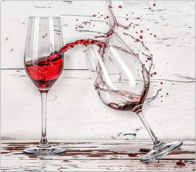 Produktbild von Spritzschutz Herdabdeckplatte Schneidebrett aus Glas Rotweingläserfall 1-Teilig (60x52cm)