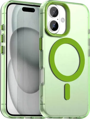 Image de Coque magnétique pour iPhone 16, coque antichoc fine, mate et translucide, verte