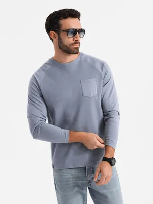 Obrázok produktu pre Ombre Clothing Pánske tričko s dlhým rukávom Sprillu šedo-svetlo modrá S