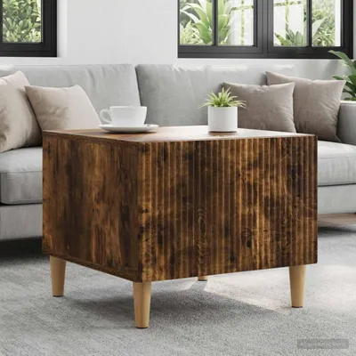 Zdjęcie produktu dla Stolik kawowy vidaXL z dębu w kolorze wędzonym, 49 x 50 x 40 cm, materiał drewnopochodny