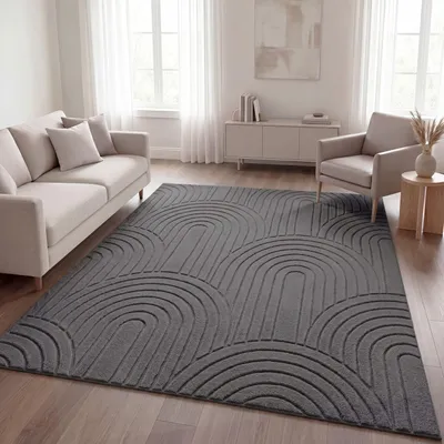 Produktbild von TT Home Wohnzimmer Teppich Schlafzimmer Hochflor Pflegeleicht Weich Waschbar Uni Modernes Design 3D-Optik Größe 120x160 cm