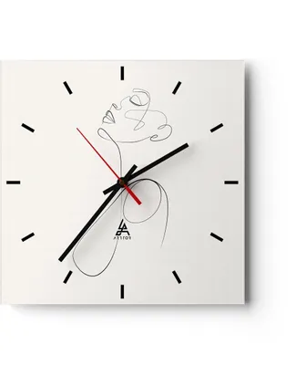 Produktbild von Wanduhr - Quadrat - Glasuhr - Linie Linie Frau - 40x40cm - Schleichendes Uhrwerk - Lautlos - zum Aufhängen bereit - Dekoration Modern - Wanddekoration aus Glas - C3AC40x40-5112