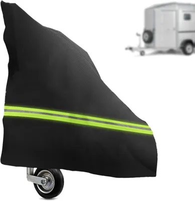 Immagine prodotto di Copertura per rimorchi per cavalli, realizzata in tessuto 600D resistente ai raggi UV e impermeabile, di grandi dimensioni, con strisce riflettenti