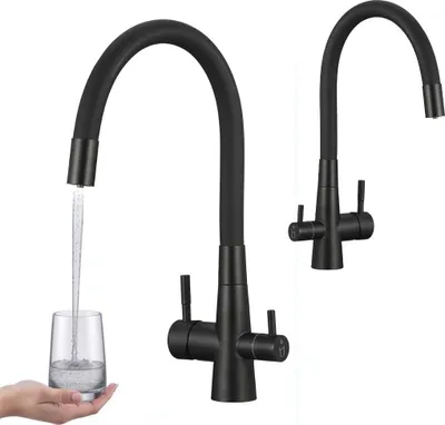 Obrázok produktu pre Riveco kuchynská batéria, čierna, pre vodný filter, flexibilný výtok 360