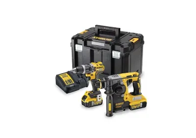 Produktbild von DeWALT - DCK207P2T | Akku Schlagbohrschrauber + Kombihammer SET 5-tlg. | KOMBO-KIT 18,0 Volt