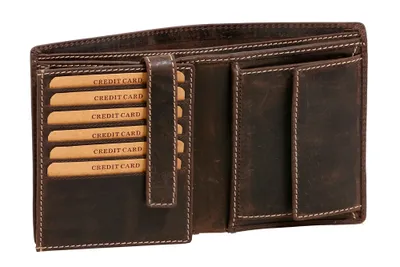 Produktbild von LEAS Kombibörse für bis zu 18 Karten mit Dehnfalte und Geschenkbox Echt-Leder, dunkelbraun Vintage-Collection