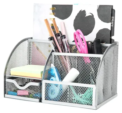 Produktbild von Tischorganizer/Schreibtischorganizer/Büroorganizer/Stiftehalter/Multifunktionaler Organizer (silber)