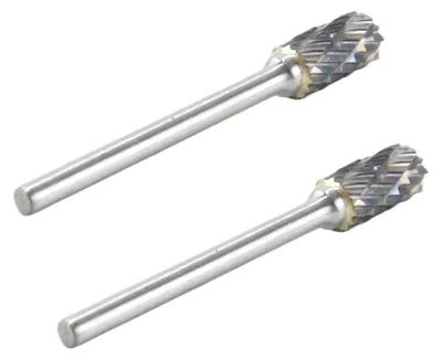 2 Wolframcarbid-Rotationsfräser, Doppelschliff, 6 mm, 3 mm Schaft