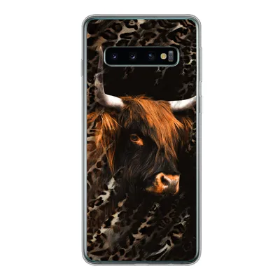 Produktbild von MuchoWow® Handyhülle Schutzhülle Hülle für Samsung Galaxy S10 Schottischer Highlander - Pantherdruck - Schwarz Silikon Softcase Handy Hülle - Handytasche