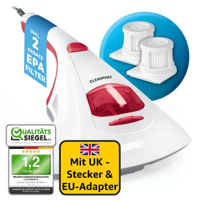 Produktbild von CLEANmaxx Milbensauger mit UK Stecker & Reiseadapter | Allergenbekämpfung & Ster