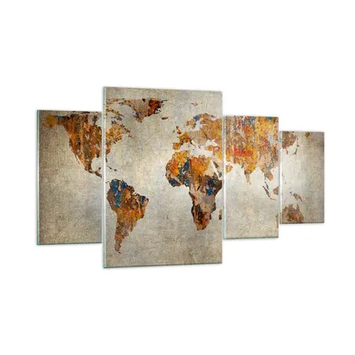 Produktbild von Bilder auf glas - Welt Karte Kontinente Geographie - 160x90cm - Glasbilder - Wandbilder - Kunstdruck - zum Aufhängen bereit - Wanddekoration aus Glas - Glas Bilder - Wandbild auf Glas - GDL160x90-2783