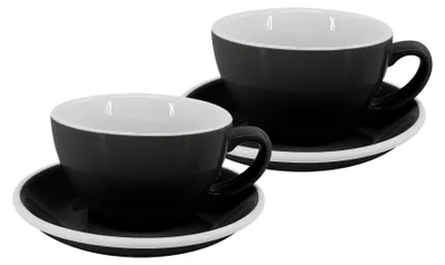 Image de Lot de 2 pièces - Tasse à latte avec soucoupe Roma, 250 ml, noir