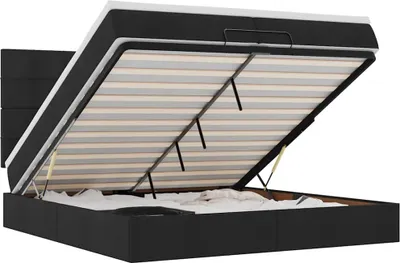 Produktbild von vidaXL Ottoman-Bett mit Matratzen Schwarz 200x200 cm Stoff