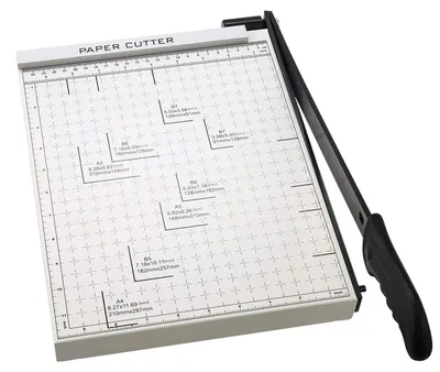 Produktbild von Papierschneider Papierschneidemaschine Hebelschneider - A4 - 10 Blatt - Weiß - Mit Rasterführung