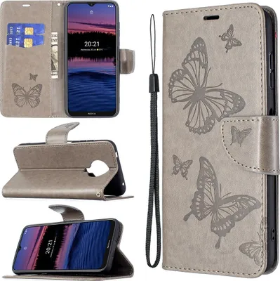 Produktbild von Mobigear Butterfly  Nokia G10 Hülle Klapphülle Geldbörse - Grau