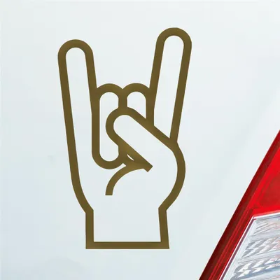 Produktbild von Auto Aufkleber Gabel Rock Heavy Metal Gruss Pommesgabel 8x13 cm Gold Sticker Heckscheibenaufkleber