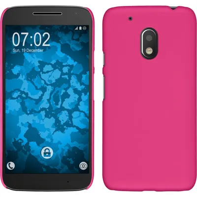Produktbild von PhoneNatic Case kompatibel mit Motorola Moto G4 Play - Hülle pink gummiert Hard-case + 2 Schutzfolien