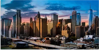 Produktbild von MuchoWow® Poster New York - Skyline - Sonne 120x60 cm - Bild
