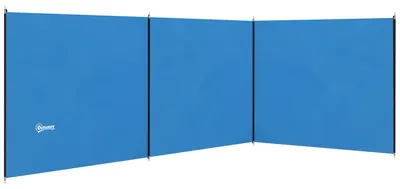 Produktbild von Outsunny Windschutz Camping Sichtschutz mit 4 Stahlstangen Tragetasche Blau