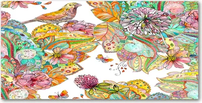 Produktbild von Tulup® Glas-Bild - 100x50 -Wandkunst - Wandbild hinter gehärtetem Sicherheitsglas  - Tiere - Vogel und Ornamente - Mehrfarbig