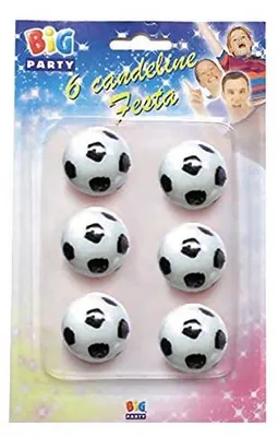 Fußball-Kerzen, weiß/schwarz, 6 Stück, 2,5 cm