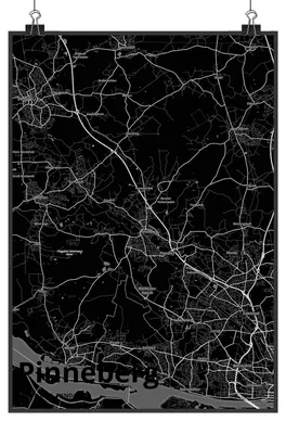 Produktbild von Mr. & Mrs. Panda Bild Pinneberg DIN A1 - Geschenk, drucke, wandkunst, Stadt, wanddeko, Deko, Kunstdruck, Dorf Karte Landkarte Map Stadtplan