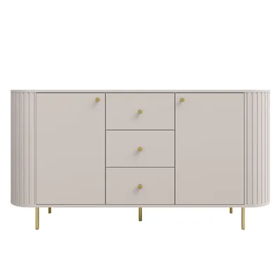 Produktbild von AX LIVING Kommode Halay Beige, 2 Türen & 3 Schubladen Moderne Rillenstruktur 164,6 cm