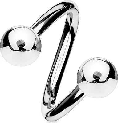 Produktbild von viva-adorno Lippenpiercing Chirurgenstahl Labret Spirale Twister Doppelkugel verschiedene Farben und Größen Z400,silber 1,2x8x3mm