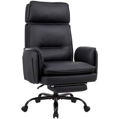 Produktbild von IWMH Bürostuhl, Schreibtischstuhl mit Kopfstützte und Fußstütze, Höhenverstellbar Chefsessel, Sofa mit Rollen - Schwarz